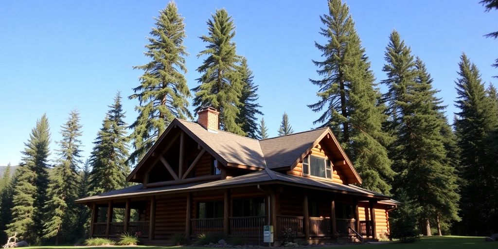 Rustic log home in Idaho's beautiful natural setting.